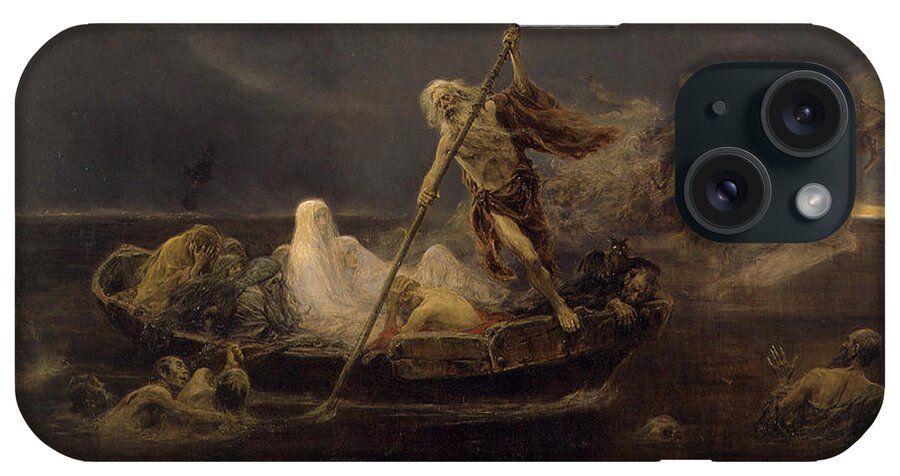 Jos Benlliure Gil iPhone Case featuring the painting Charon boat #1 by Jose Benlliure
