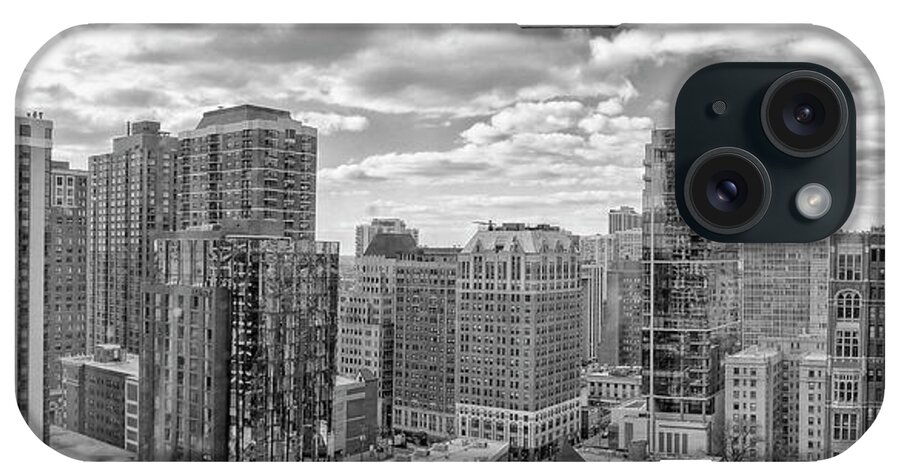 Architecture iPhone Case featuring the photograph Chicago panorama BW by Patricia Hofmeester