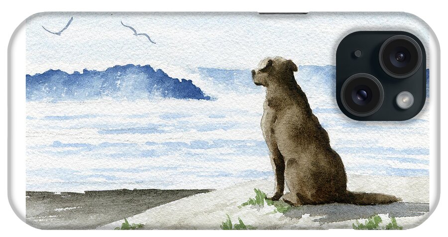Chocolate iPhone Case featuring the painting Chocolate Lab at the Beach #2 by David Rogers