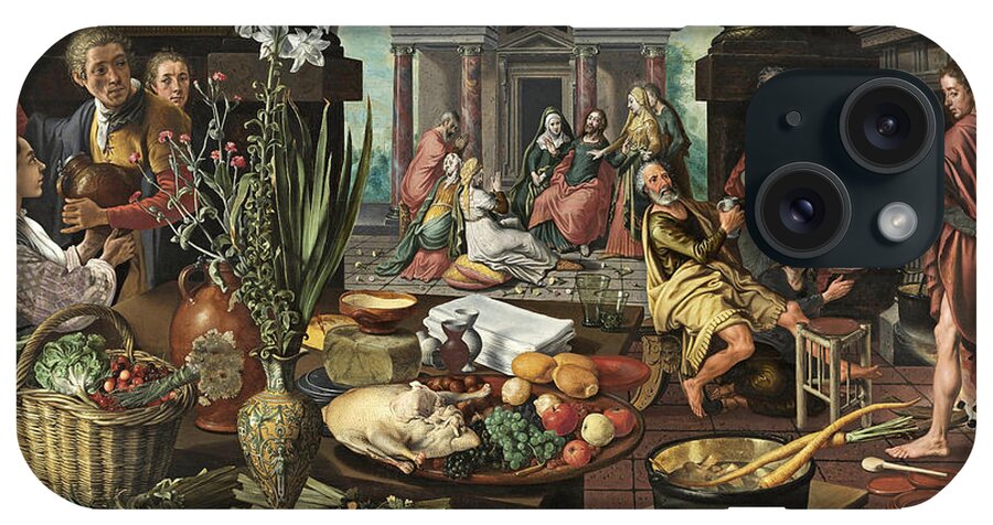 Pieter Aertsen iPhone Case featuring the painting Christ in the House of Martha and Mary #4 by Pieter Aertsen