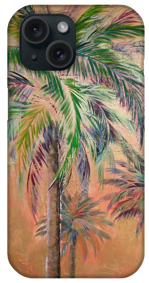 Copper Trio Of Palms iPhone Case featuring the painting Copper Trio of Palms #1 by Kristen Abrahamson