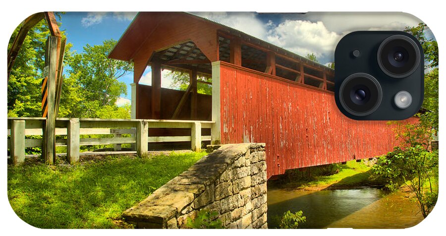 Herline Covered Bridge iPhone Case featuring the photograph Crossing Over The Juniata River #1 by Adam Jewell