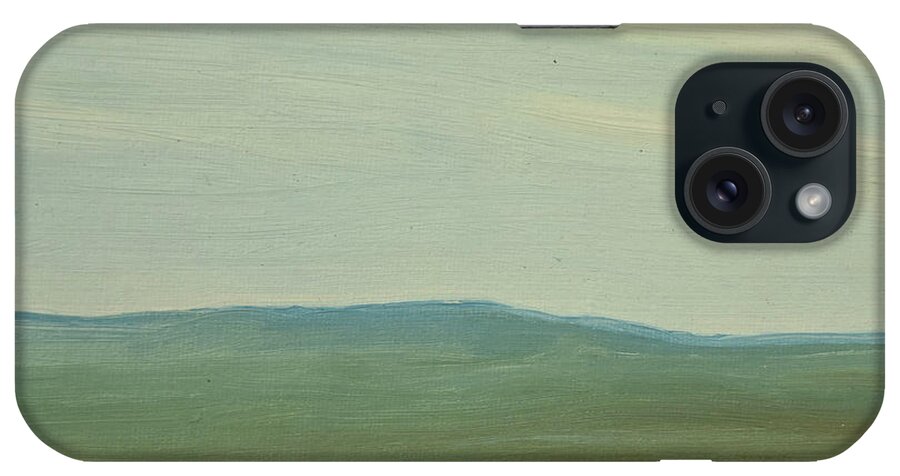 Landscape iPhone Case featuring the painting dagrar over salenfjallen- Shifting daylight over mountain ridges, 5 of 12_1246 80x100 cm by Marica Ohlsson