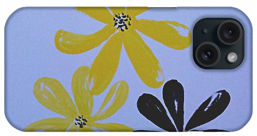 Yellow iPhone Case featuring the painting Daisies #1 by Faashie Sha