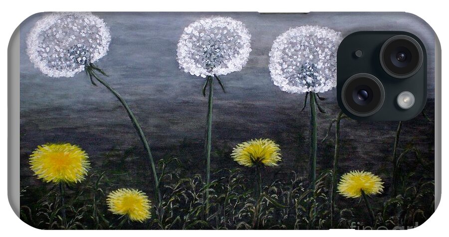 Dandelion iPhone Case featuring the painting Dandelion Family by Judy Kirouac