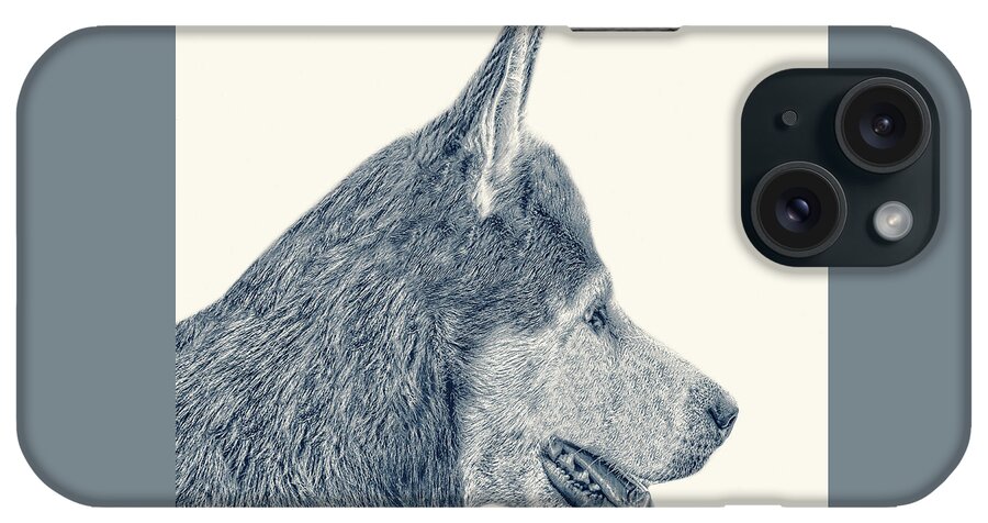 Abstract iPhone Case featuring the painting Decorative Digital Sketch, Man's Best Friend A7116 by Mas Art Studio