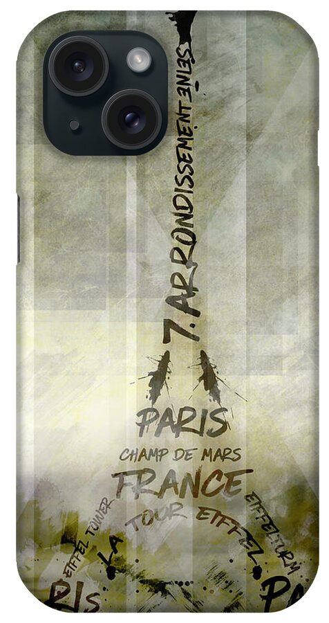 Abstract iPhone Case featuring the digital art Digital-Art PARIS Eiffel Tower Geometric Mix No.1 #2 by Melanie Viola