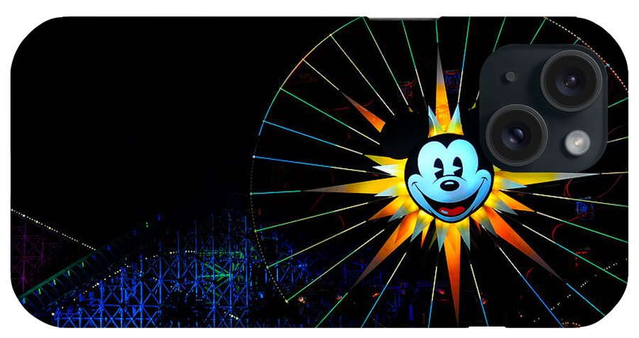 Animated Art iPhone Case featuring the photograph Disney California Adventure Mickey's Fun Wheel #1 by Peter Dang