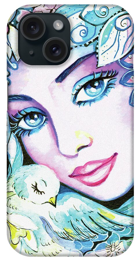 Dove Fairy iPhone Case featuring the painting Dove Fairy #2 by Eva Campbell