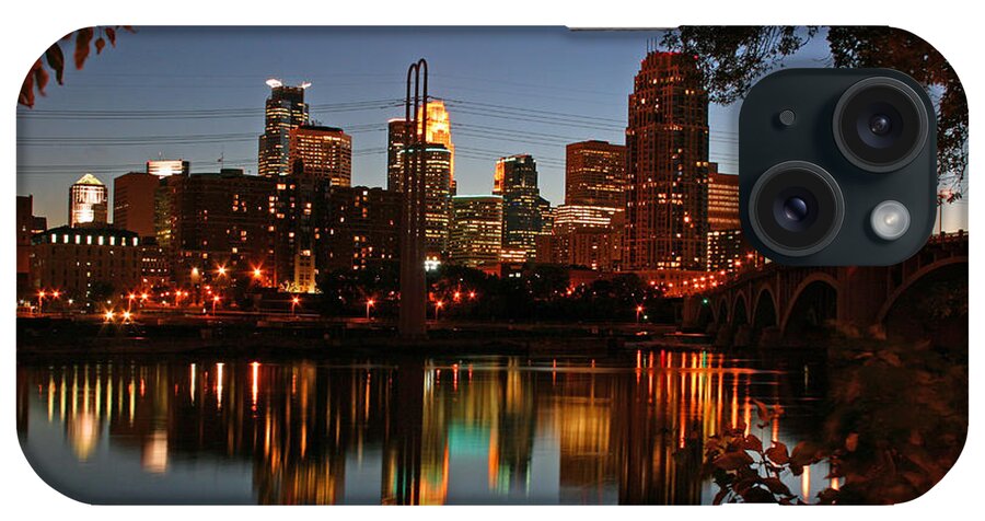 Minneapolis iPhone Case featuring the photograph Downtown Minneapolis at Night #1 by Angie Schutt