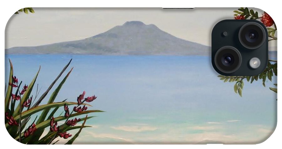 New Zealand iPhone Case featuring the painting Dreaming of Rangitoto #1 by Anne Gardner