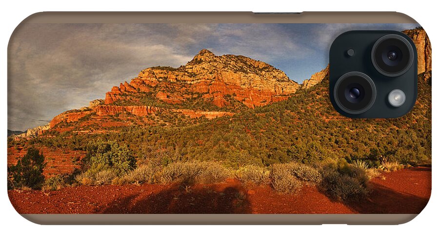 Dry Creek Vista iPhone Case featuring the photograph Evening Shadows pano Txt #1 by Theo O'Connor