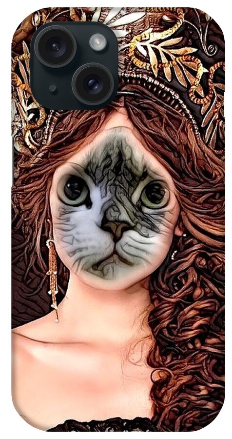  iPhone Case featuring the digital art Fantasy Cat Art 18 #1 by Belinda Cox
