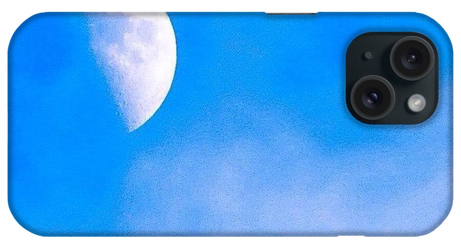 Beautiful iPhone Case featuring the photograph Finally Some #bluesky And The #moon #1 by Austin Tuxedo Cat