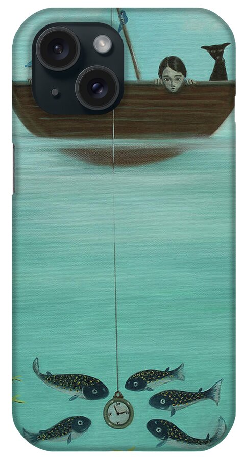 Couple iPhone Case featuring the painting Fishing for Time #1 by Tone Aanderaa
