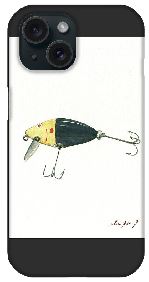 Fishing Lure iPhone Case featuring the painting Fishing lure #1 by Juan Bosco