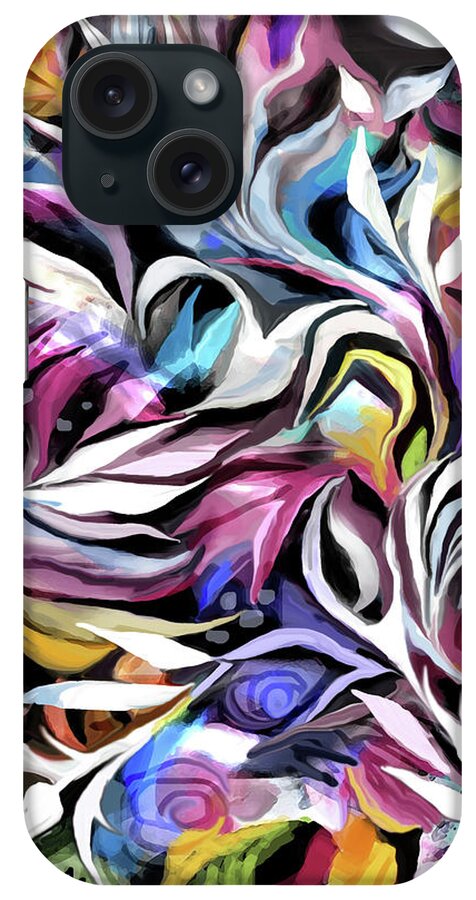 Garden Abstract iPhone Case featuring the painting Pattern - Flourish by Jean Batzell Fitzgerald