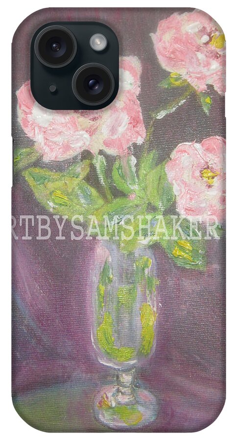 Flowers iPhone Case featuring the painting Flowers in a vase #1 by Sam Shaker