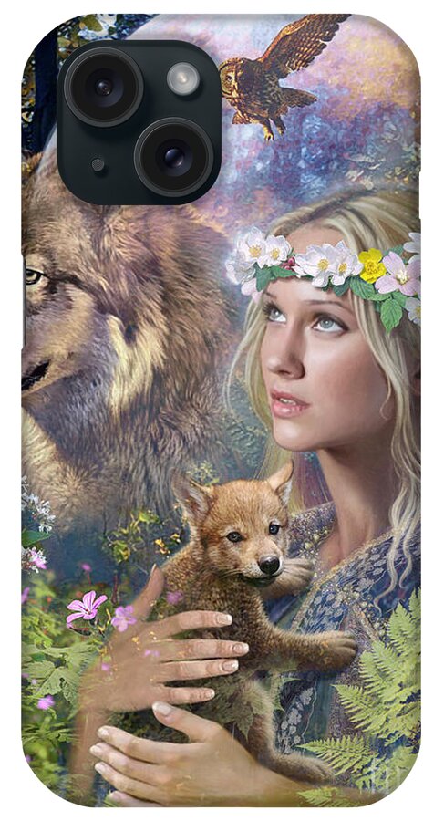 Steve Read iPhone Case featuring the digital art Forest Friends #1 by MGL Meiklejohn Graphics Licensing