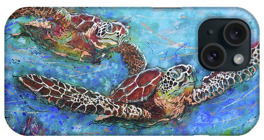 Marine Turtles iPhone Case featuring the painting Gliding Turtles by Jyotika Shroff