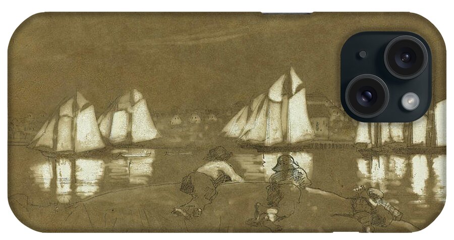 Winslow Homer iPhone Case featuring the drawing Gloucester Harbor #4 by Winslow Homer