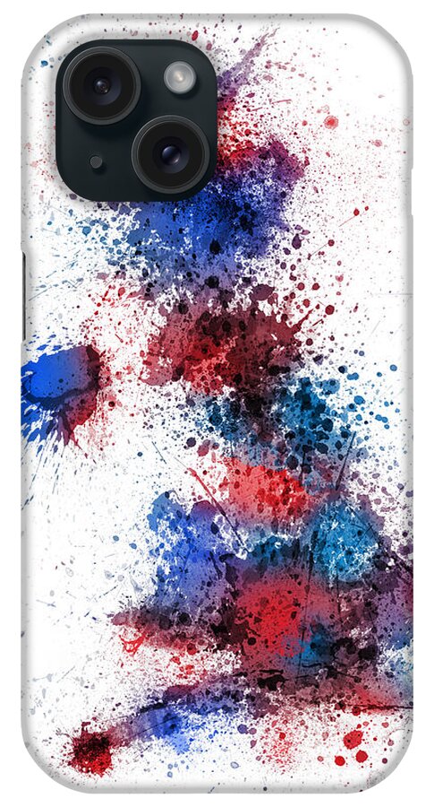 United Kingdom Map iPhone Case featuring the digital art Great Britain UK Map Paint Splashes #1 by Michael Tompsett