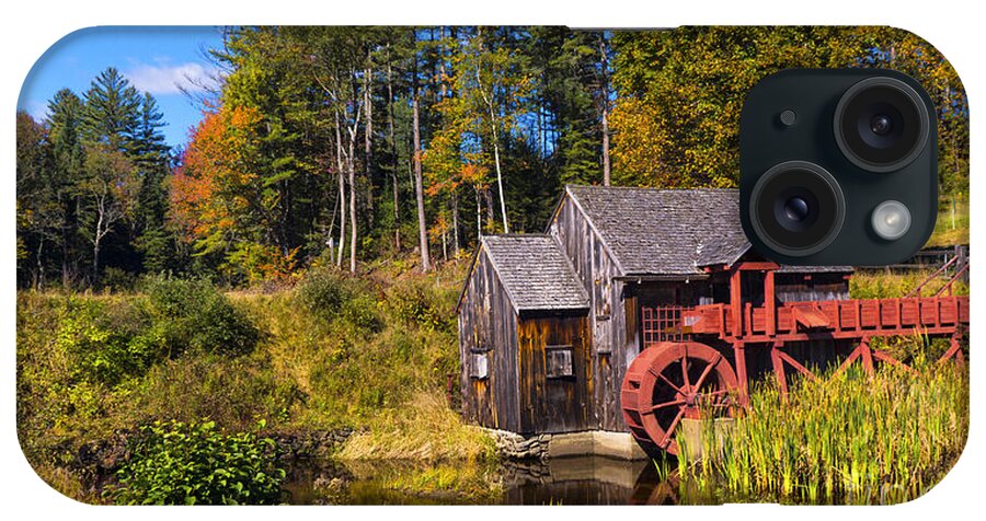Guildhall iPhone Case featuring the photograph Guildhall Grist Mill in fall colors. #1 by New England Photography