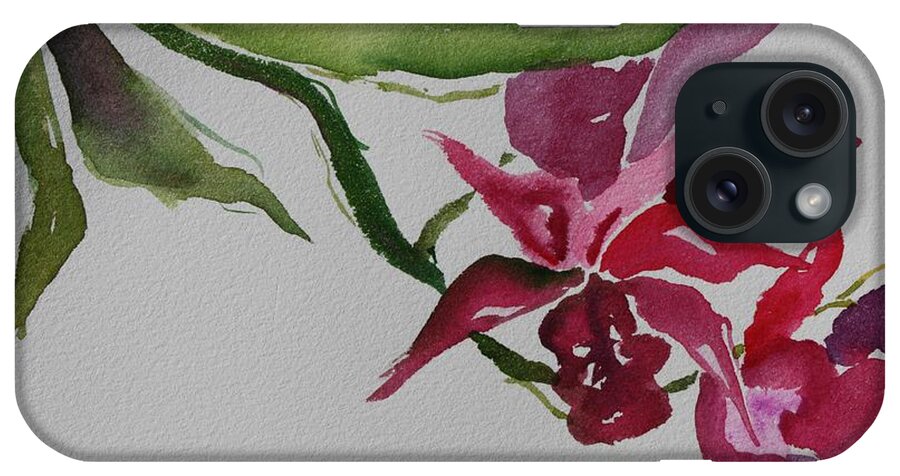 Orchid iPhone Case featuring the painting Hanging Love #1 by Tara Moorman