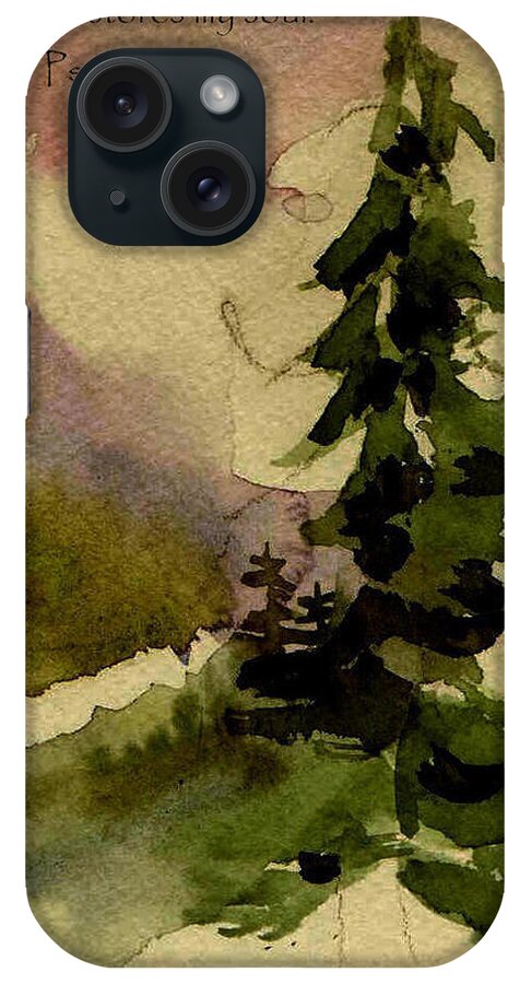 Watercolor iPhone Case featuring the painting He restores my soul #1 by Anne Duke