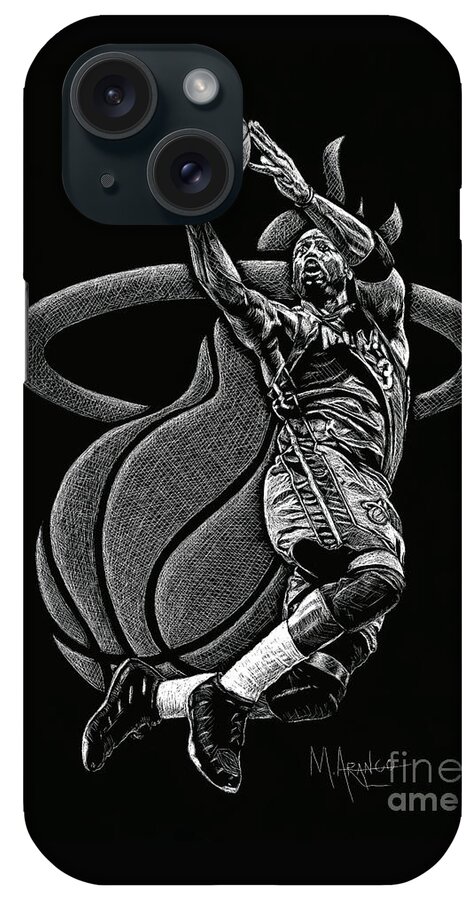 Dwyane Wade iPhone Case featuring the drawing Heat Pride by Maria Arango