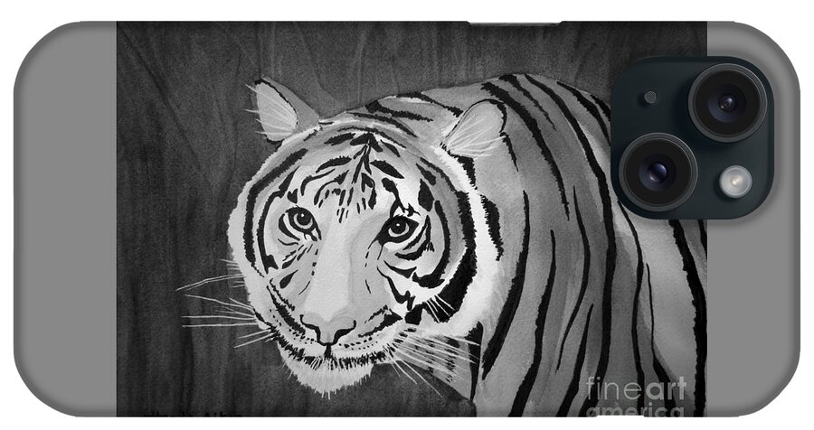 Hao Aiken iPhone Case featuring the photograph I Am The Tiger - Black and White Print by Hao Aiken
