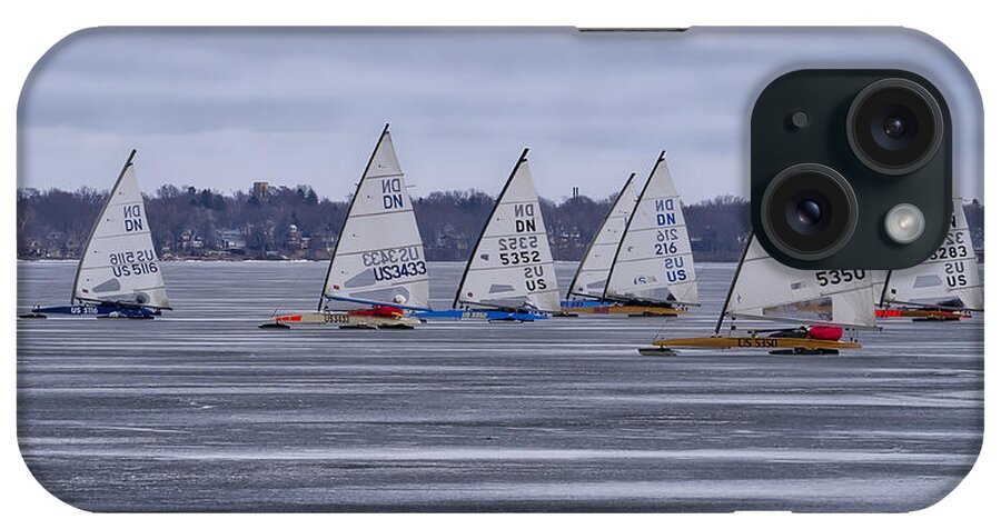 Ice Boats iPhone Case featuring the photograph ice sailing - Madison - Wisconsin #1 by Steven Ralser