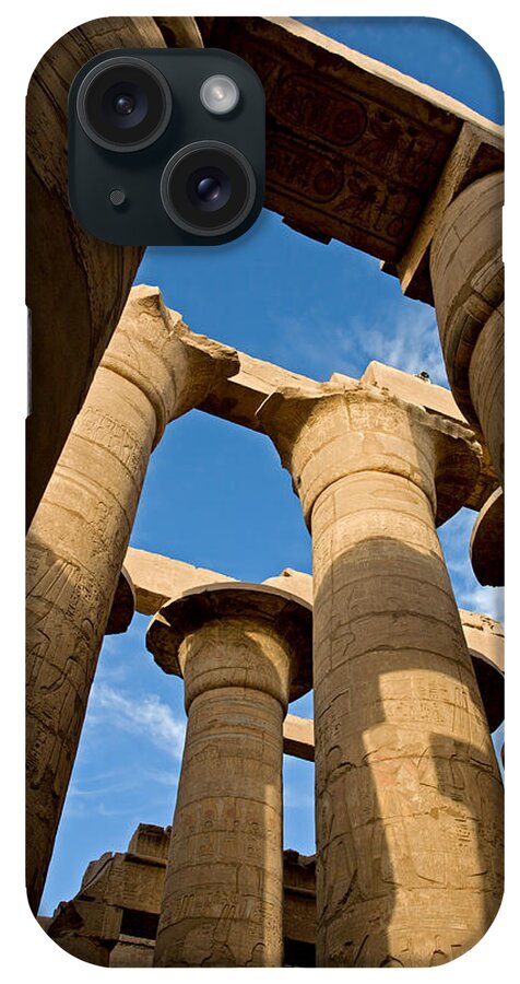 Karnak Temple iPhone Case featuring the photograph Karnak Temple Great Hypostyle Hall #1 by Aivar Mikko