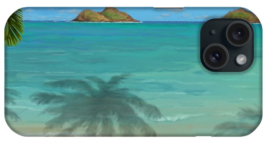 Lanikai Beach iPhone Case featuring the painting Lanikai Beach #1 by Stephen Jorgensen