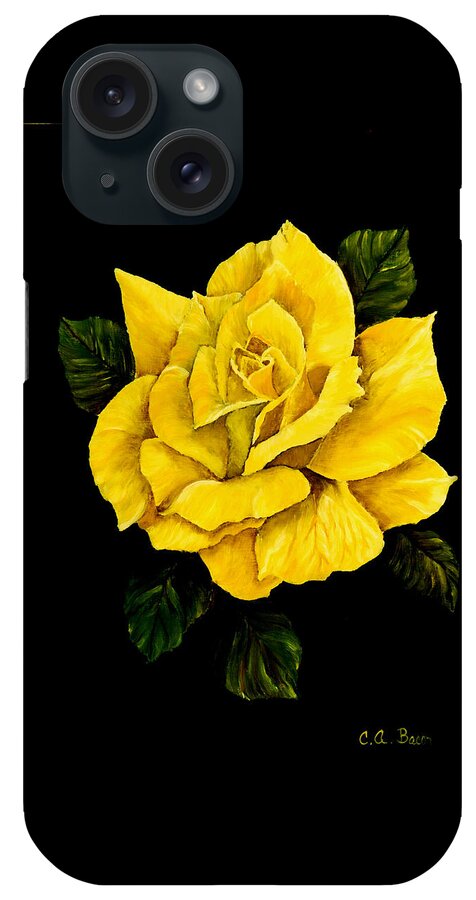 Rose iPhone Case featuring the painting Large Yellow Rose by Charlotte Bacon