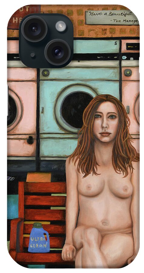 Nude iPhone Case featuring the painting Laundry Day 8 #2 by Leah Saulnier The Painting Maniac
