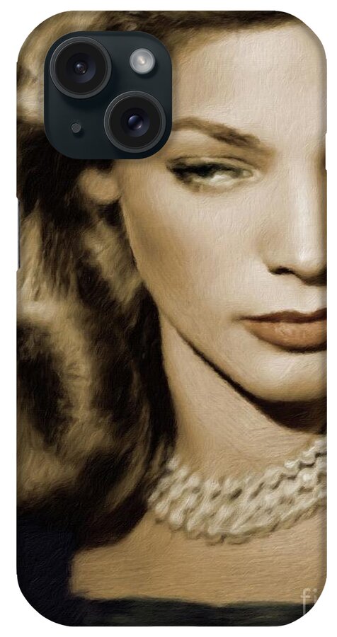 Lauren iPhone Case featuring the painting Lauren Bacall, Vintage Actress #1 by Esoterica Art Agency