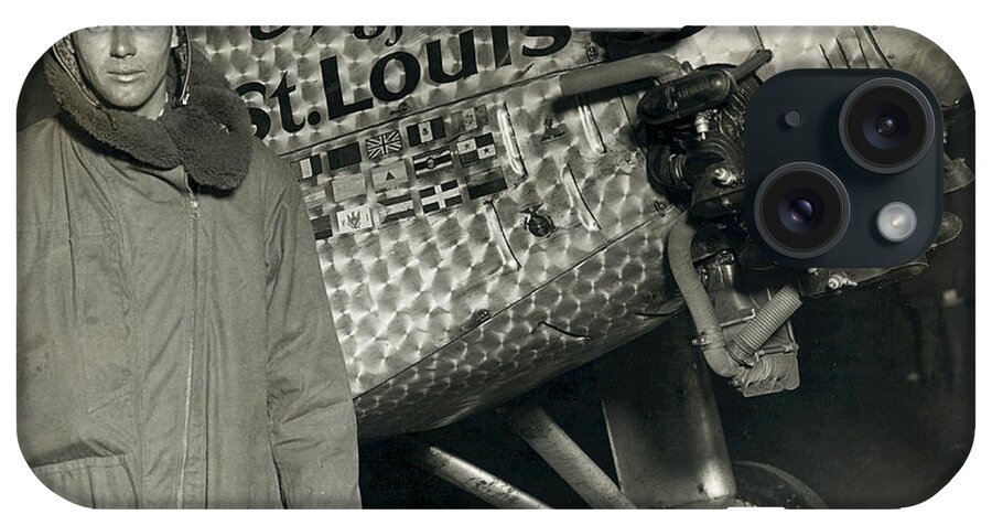 Spirit Of St Louis iPhone Case featuring the photograph Lindbergh With His Airplane, 1928 #1 by Detlev Van Ravenswaay