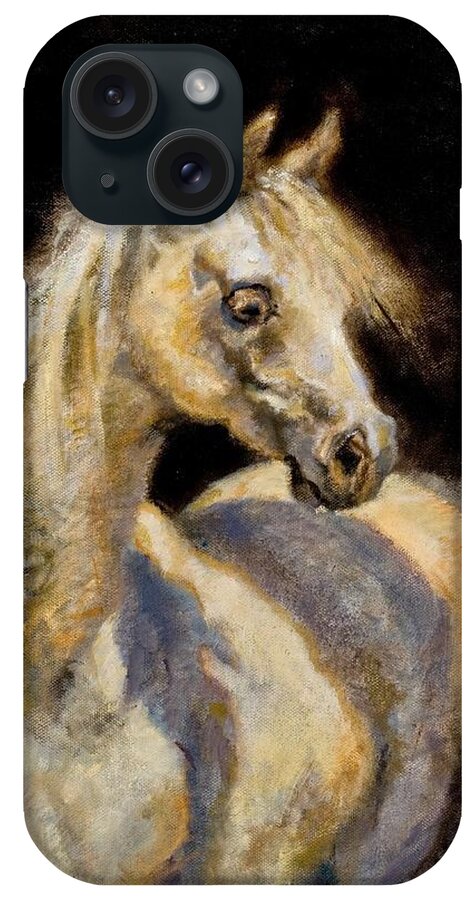 Horse iPhone Case featuring the painting Little White Mare #1 by Ellen Dreibelbis