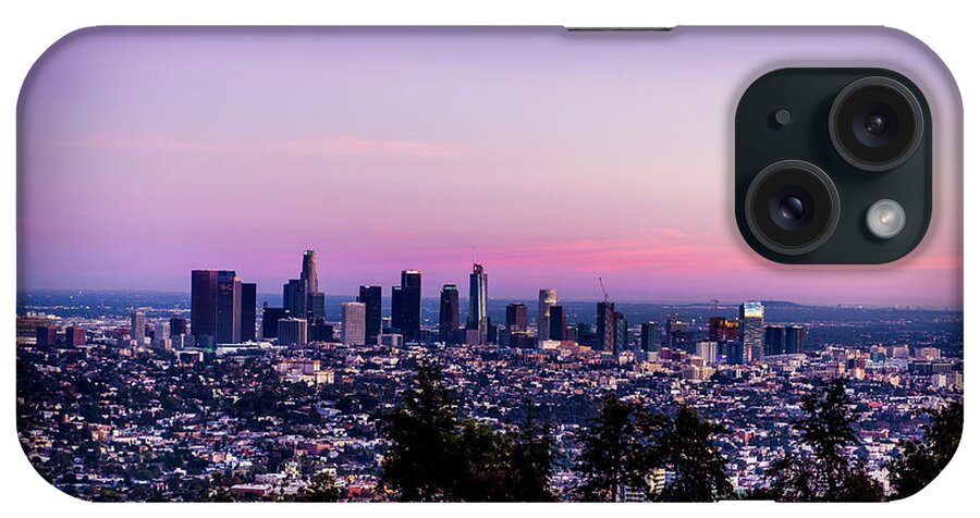 Los Angeles Skyline iPhone Case featuring the photograph Los Angeles Skyline At Dusk by Gene Parks