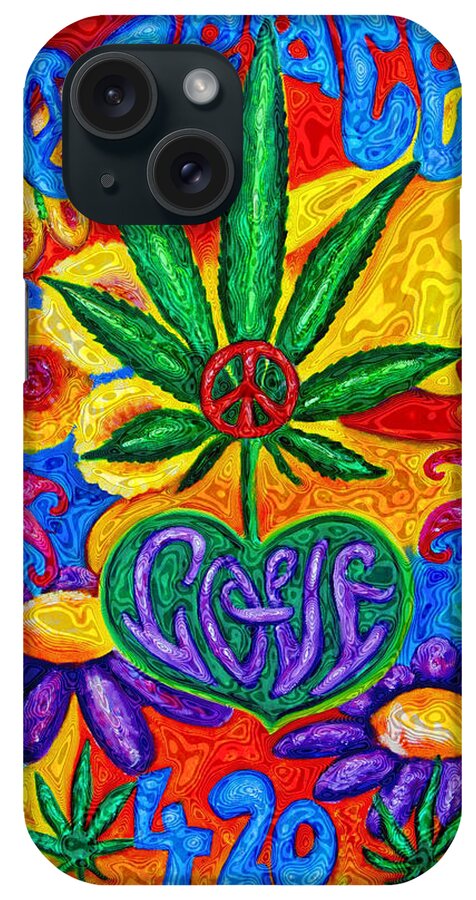 420 iPhone Case featuring the painting Love and Peace #1 by Diana Haronis