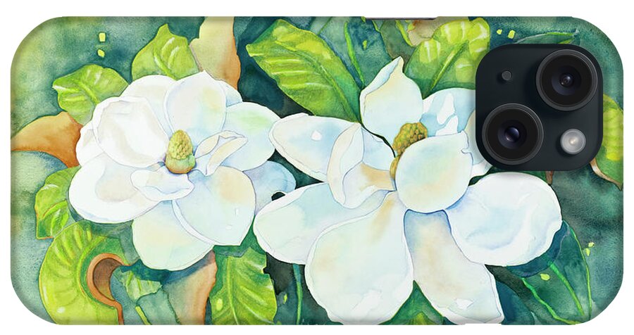 Magnolias iPhone Case featuring the painting Magnolias by Cathy Locke