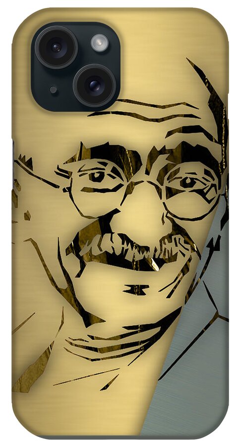 Gandhi iPhone Case featuring the mixed media Mahatma Gandhi Collection #1 by Marvin Blaine