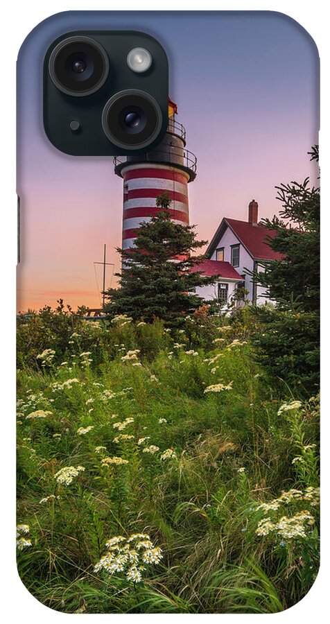 Maine iPhone Case featuring the photograph Maine West Quoddy Head Light at Sunset #1 by Ranjay Mitra