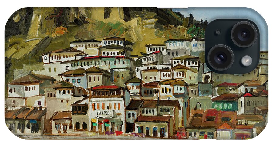 Art iPhone Case featuring the painting Mangalemi - Berat, Albania #1 by Azem Kucana