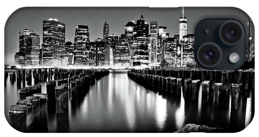 Manhattan Skyline At Night iPhone Case featuring the photograph Manhattan Skyline At Night by Az Jackson