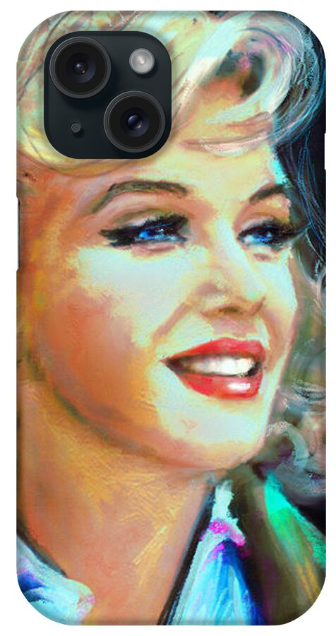 Angie Braun iPhone Case featuring the painting Marilyn Blue #1 by Angie Braun