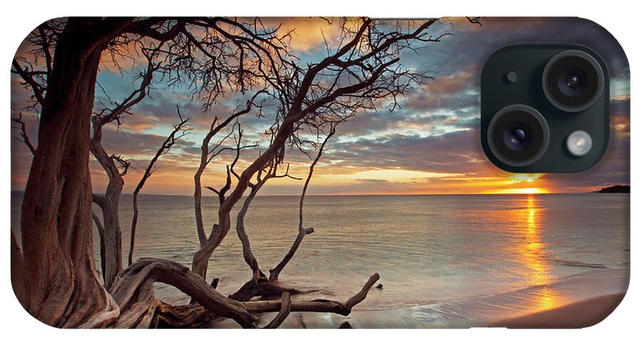 Maui Hawaii Sunset Oluwalu Clouds Ocean Seascape Tree iPhone Case featuring the photograph Maui Magic #1 by James Roemmling