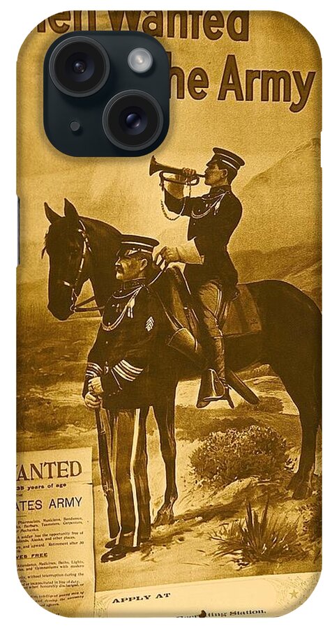 Men Wanted For The Army Poster No Date Ghost Town South Pass City Wyoming 1971 Vignetted Toned 2008 iPhone Case featuring the photograph Men Wanted For The Army Poster No Date Ghost Town South Pass City Wyoming 1971 Vignetted Toned 2008 #1 by David Lee Guss