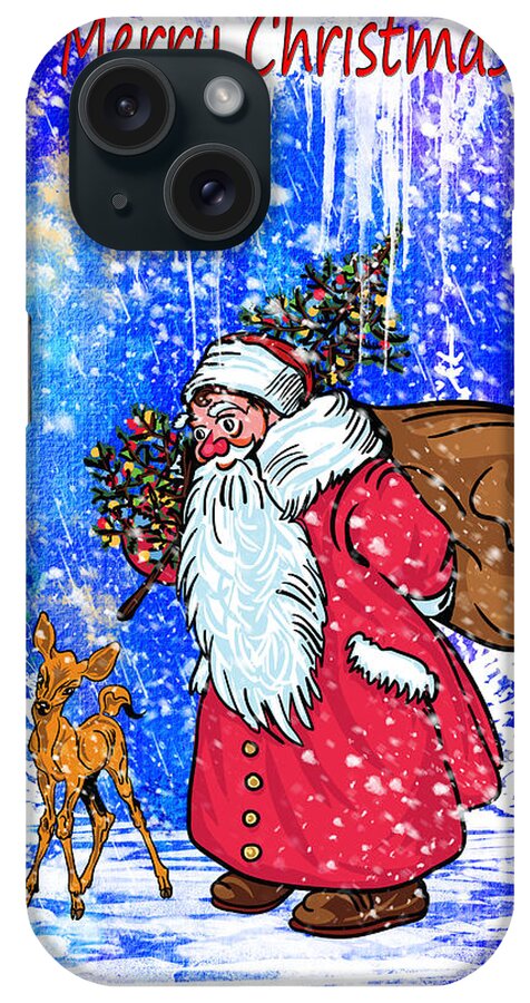 Merry Christmas iPhone Case featuring the painting Merry Christmas. #1 by Andrzej Szczerski